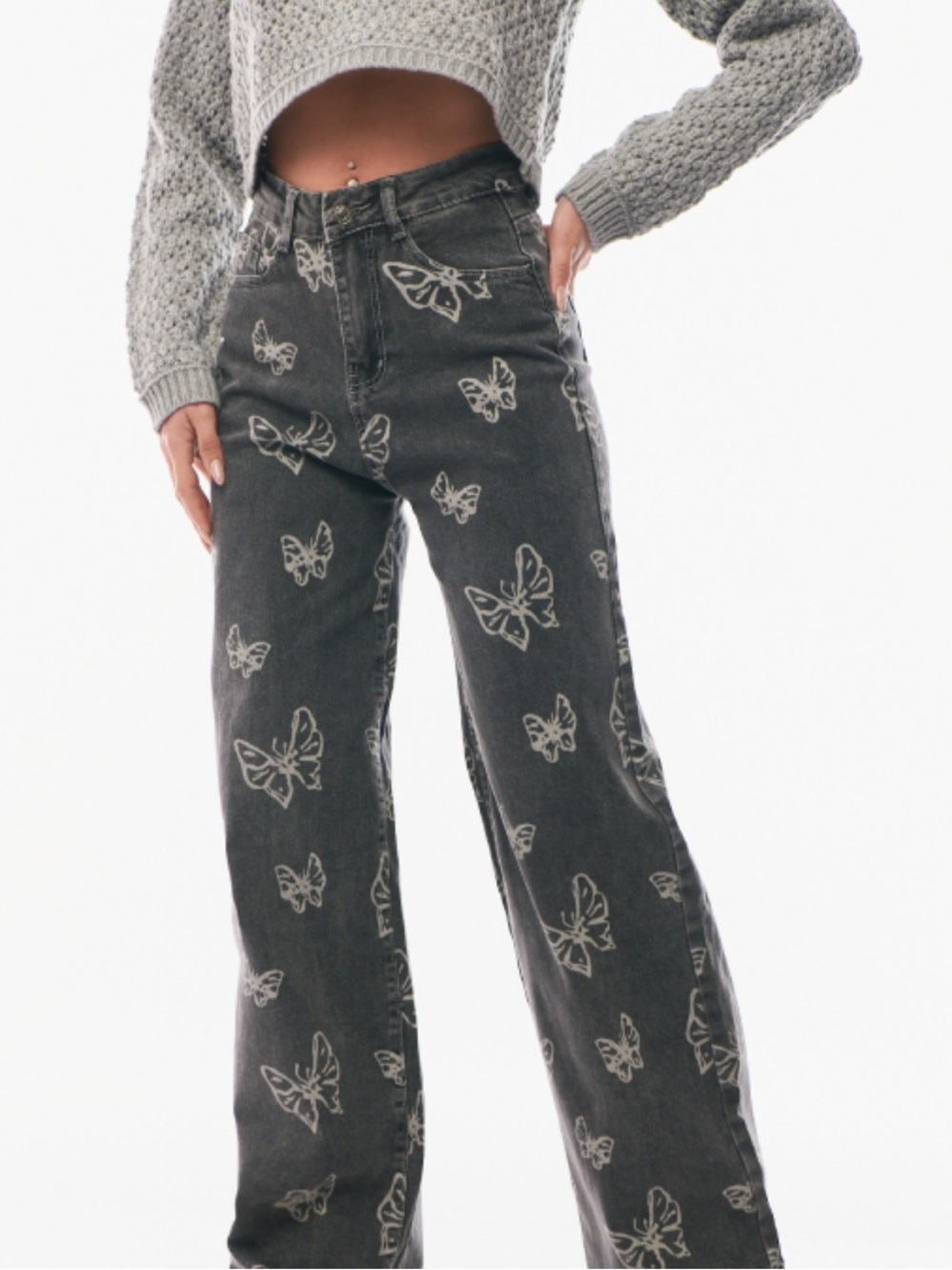 Simple Society Sz 9/29 Super High Rise Straight Ankle Jean Butterfly Raw Hem (B)